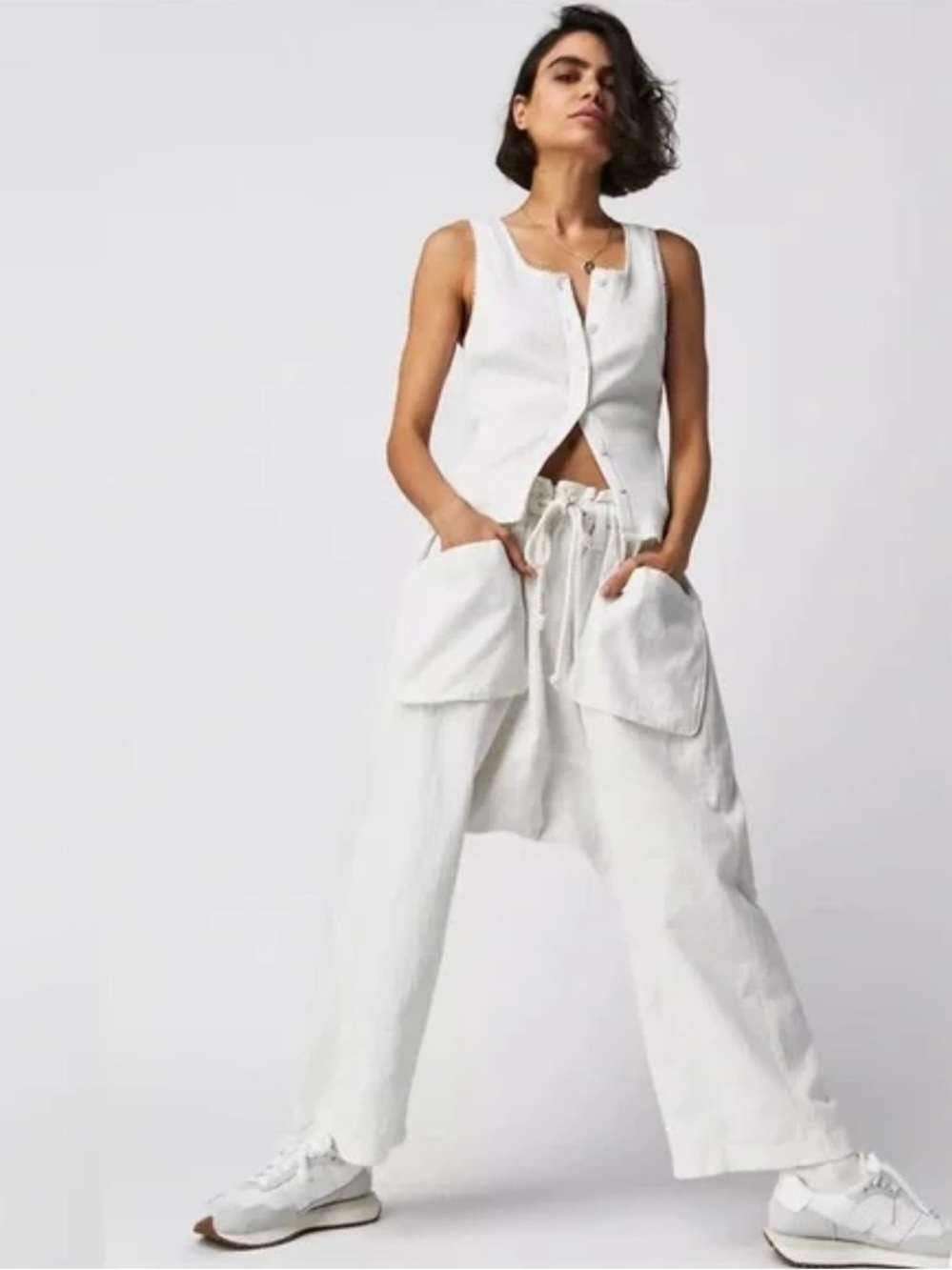 Free People Runyon Oversize Solid Pant Harem Ivory White New With Tags